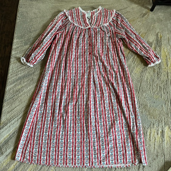 LANZ OF SALZBURG long maxi Nightgown Red white Hearts holiday cotton medium - Picture 3 of 9